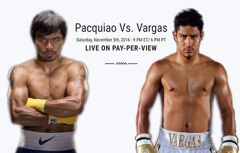 A qué hora es la pelea de Pacquiao vs Vargas