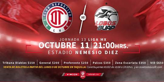 Resultado: Toluca vs Lobos BUAP [Vídeo Goles- Resumen] Jornada 13 Torneo  Apertura 2017