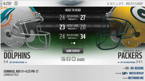 Green Bay Packers vs Miami Dolphins