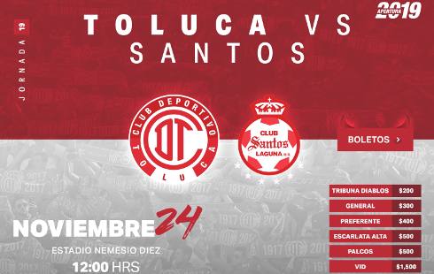 Toluca vs Santos en VIVO