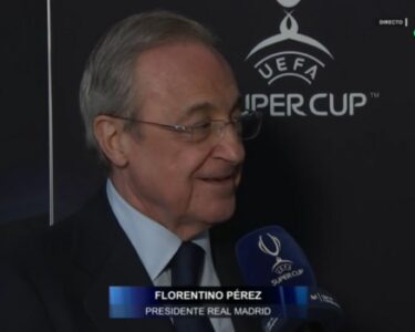 Florentino Perez hablo del Barcelona en la celebracion de la final de la Supercopa
