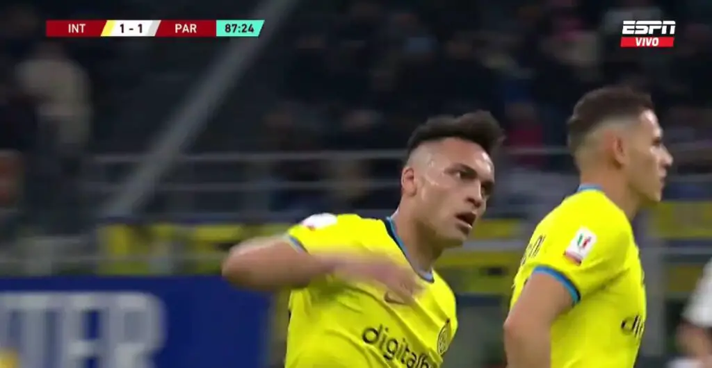 Repetición Gol Lautaro Martínez Inter vs Parma Copa Italia