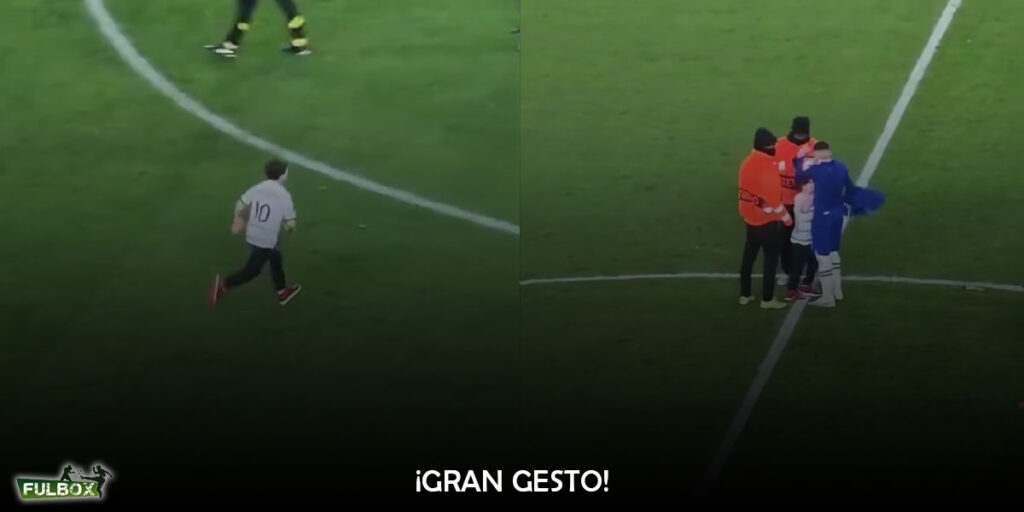 El lindo gesto de Enzo Fernández con un niño que invadió el campo en el Chelsea vs Borussia por Champions