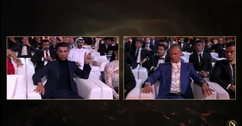 El tremendo gesto de Cristiano Ronaldo con Erling Haaland en los Globe Soccer Awards